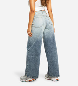 กางเกงยีนส์เดนิมทรงวินเทจเอวสูงทรงหลวมสไตล์บอยเฟรนด์ ขาบาน สีสันตัดกัน เหมาะสำหรับฤดูร้อนสำหรับผู้หญิง - Product Image 3