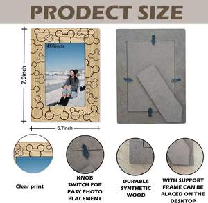 Wooden Picture <b>Frame</b>, Light Wood Grain Cartoon Characters Photo <b>Frame</b> Photo, Display on Table Top Desk, Picture Gift for Friend - Product Image 4