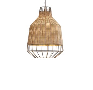 Lampe suspendue artisanale en rotin écologique, abat-jour tissé, luminaire bohème pour chambre à coucher ou hôtel - Product Image 3