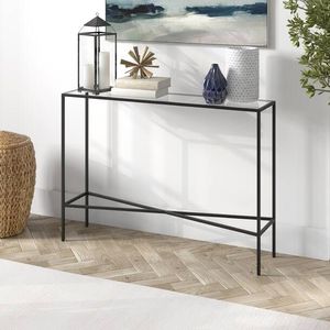 Rustic Style Metal <b>Console</b> <b>Table</b> With Glass Top Functional Decorative Furniture For Farmhouse Living Room Interiors - Product Image 4