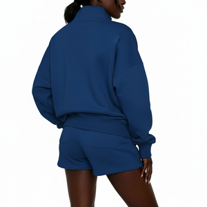 Women's <b>Hoodie</b> and Shorts Tracksuit Set <b>Lightweight</b> fleece Casual Two Piece set Custom Logo <b>hoodie</b> short set - Product Image 3