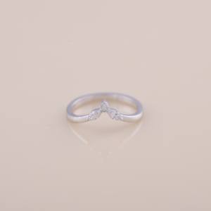 IGI Certified Marquise Diamond V-Shaped Contour Ring in <b>Solid</b> 925 Sterling <b>Silver</b> - Product Image 1