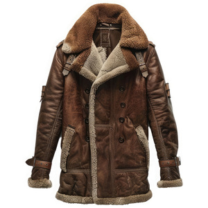 Blouson en cuir rétro pour homme, coupe ajustée, style motard vintage, avec fermeture éclair, pour l'hiver - Product Image 5