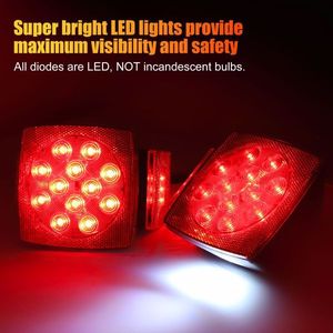 1 Paio di Luci Posteriori LED Sommergibili Quadrate per Rimorchio, Kit Impermeabile in ABS per Barche, Camion, Auto, Autobus, Colori Giallo, Rosso, Ambra - Product Image 3