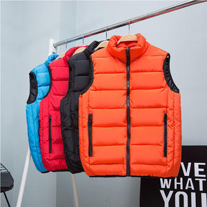 Men's Orange Puffer Vest Stand Collar Zipper Closure Plus Size Winter Outerwear Casual Sleeveless Quilted Warm Vest - Product Image 6