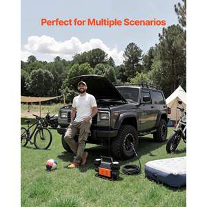 Compresseur d'air portable robuste à double cylindre 10,6 CFM 12V 150 PSI avec manomètre numérique et adaptateurs pour gonflage de pneus tout-terrain - Product Image 6