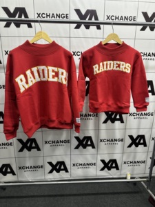Raiders Crew Neck Mockneck Sweatshirt Red Letter Print Women and Kids Matching Pullover Casual Autumn Wear - Product Image 6