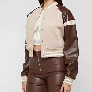 Custom Pink Women's Cropped Varsity Bomber <b>Jacket</b> Baseball <b>Jacket</b> For Women Crop Wool And Letterman <b>Jacket</b> For Women - Product Image 4