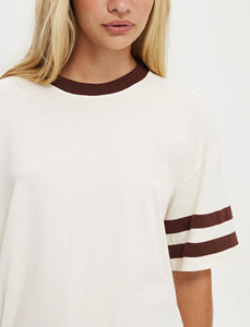 Top Trending Women's Cream <b>Flame</b> Logo T-<b>Shirt</b> Short Sleeve Crew Neck 100% Cotton Jersey Loose Fit Casual Spring Summer Style - Product Image 4