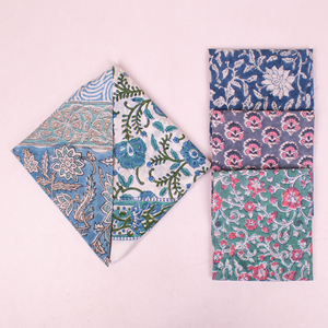 Set of 5 -Handmade Block Print Cotton Bandana Organic Lightweight Neck Or Hair <b>Wrap</b>, , Paisley Scarf, Boho Sustainable Accessory - Product Image 5