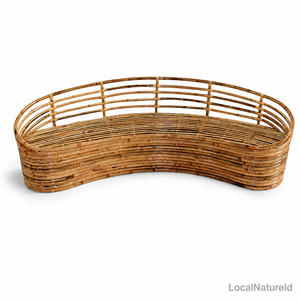 Handwoven Three Seat Modern Rattan Sofa Curved Wicker Lounge Bench with <b>Foam</b> Filling Natural Living Room <b>Seating</b> - Product Image 3