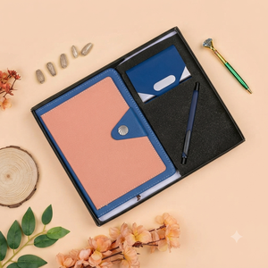 Ensemble cadeau de luxe Aurelux : agenda exécutif bicolore, porte-cartes, coffret cadeau d'entreprise haut de gamme, planificateur de bureau, boîte cadeau en jute - Product Image 5