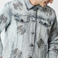 Veste en jean classique unisexe de qualité supérieure, veste en jean délavée élégante, option de logo personnalisé, vêtement d'extérieur intemporel, mode streetwear, hiver