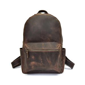 Sac à dos en cuir véritable, design vintage de chasse, construction souple, fermeture à glissière, sac unisexe pour la randonnée et le camping - Product Image 1