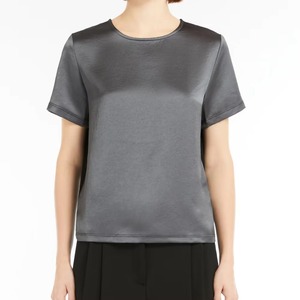 Camiseta de Mujer al por Mayor, Cuello Redondo, Corte Ajustado, Transpirable, Primavera/Verano, Seda/Algodón, Impresión de Logotipo Personalizado, Servicio OEM - Product Image 1