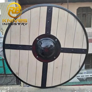 Bouclier Viking Artisanal DIY OEM en Acier à Haute Teneur en Carbone, Manche en Bois Rond, pour Guerrier Médiéval, LARP, Cosplay, Décoration - Product Image 4
