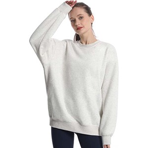 Sudadera Oversize de Mujer con Cuello Redondo, Color Liso, Hombros Caídos, Manga Larga, Tejido de Algodón Transpirable para Otoño - Product Image 1
