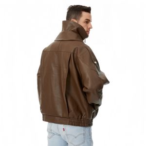 Ropa de Otoño para Hombre, Chaqueta de Cuero de Moda, Talla Grande, Chaqueta Casual de Manga Larga con Cuello Alto, Chaqueta de Piloto - Product Image 5