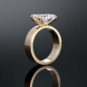 Anillo de Compromiso Clásico Unisex AMBER JEWELS con Moissanita de Corte Brillante Redondo, Oro Sólido de 18K con Engaste de Garras - Product Image 2