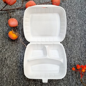 กล่องโฟมใส่อาหารแบบใช้แล้วทิ้ง 3 ช่อง พร้อมฝาปิด ผลิตจากโฟม PS ราคาโรงงานถูก มีสินค้าในสต็อก เป็นมิตรต่อสิ่งแวดล้อม - Product Image 3