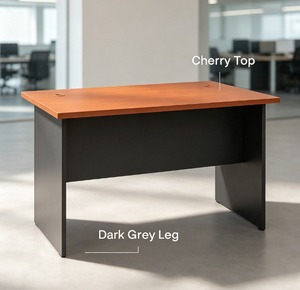 Escritorio de Oficina Rectangular Moderno con Superficie de Madera de Cerezo y Patas Gris Oscuro, Mueble Comercial Resistente Hecho en China - Product Image 1