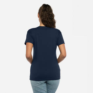 Camisetas de cuello en V para mujer, de algodón, estilo veraniego, con logo personalizado, ropa de calle, camiseta de moda para mujer - Product Image 6