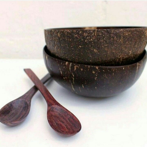 Soporte de cuenco de cáscara de coco orgánico pulido hecho a mano, cuchara de madera ecológica, diseño clásico, cartón de alta calidad, alimentos envasados - Product Image 6