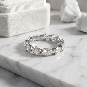 Bague éternité sertie de pierres en forme de poire 4.80CTW - Product Image 1