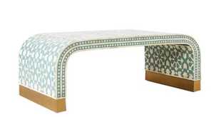 Modern Eco-Friendly Bone Inlay <b>Round</b> <b>Console</b> <b>Table</b> Artisan Crafted for Baptism Occasions - Product Image 2