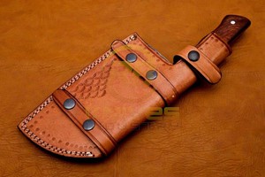 Cuchillo de carnicero hecho a mano de acero de Damasco, cuchillo de chef con mango de madera, cuchillo de cocina para cortar carne con funda de cuero - Product Image 6