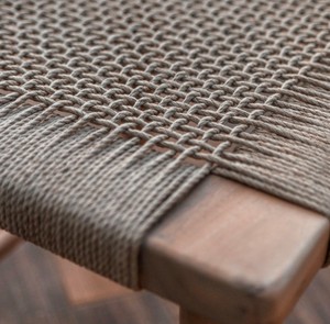 Modern Wooden <b>Stool</b> With Linen Woven <b>Seat</b> Scandinavian Design Handmade Living Room Furniture Outdoor Courtyard Use - Product Image 4
