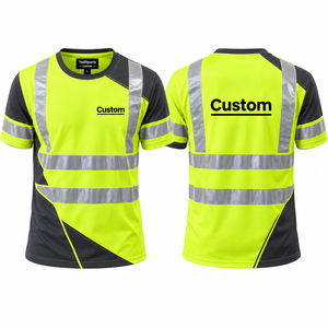 High Visibility <b>Shirts</b> Quick Dry Safety <b>T</b> <b>Shirts</b> with Reflective Strips and Pocket Short Sleeve Mesh <b>Hi</b> <b>Vis</b> Construction Work - Product Image 1