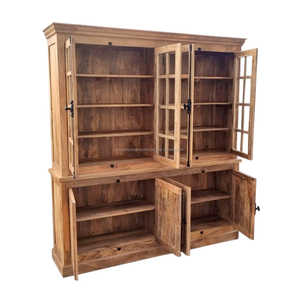 Grand présentoir industriel brun gamme armoire porte en verre élégant vintage 4 tiroirs fait à la main solide salon hôtels écoles - Product Image 4