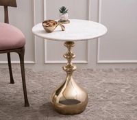 Table d'appoint contemporaine en aluminium avec plateau métallique, multifonctionnelle, mobile, étanche, de luxe, décorative, style Art Déco, pour la maison (Diwali)