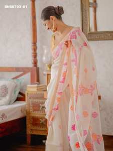 Ensemble Saree et Blouse en Lin Doux à Imprimé Numérique, Design Evergreen, Idéal pour les Fêtes – Fournisseur et Exportateur Mondial Saree Love - Product Image 3