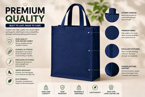 Sac fourre-tout personnalisé en non-tissé réutilisable et écologique, avec poignée découpée et bandoulière, épaisseur 80 g/m², options de logo et de taille (Moyen) - Product Image 5