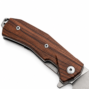 Couteaux pliants à manche en bois brun foncé avec lame en acier à pointe tombante, clip de poche en métal et poignée ergonomique pour une utilisation quotidienne - Product Image 6