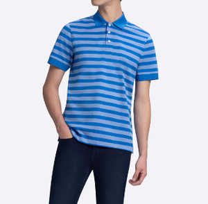Polo de Manga Corta Premium para Hombre al por Mayor, con Logotipo Personalizado, Rayas de Color en Contraste, Tejido de Algodón Suave, ODM - Product Image 4