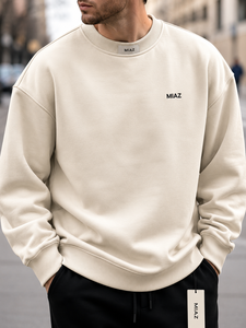 เสื้อสเวตเชิ้ตคอกลมสีดำสำหรับผู้ชาย MIAZ ทรงปกติ สีพื้น เรียบง่าย สวมใส่สบาย เหมาะสำหรับฤดูหนาว ไม่หดตัว แห้งเร็ว รับสั่งทำ - Product Image 2