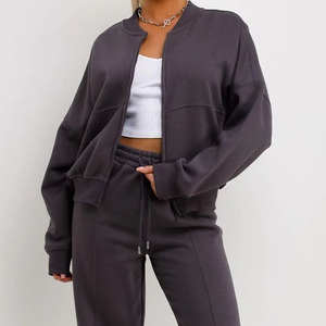 Conjunto Deportivo Oversize Negro para Mujer, Cuello Redondo, Manga Larga, Corte Holgado, Color Sólido, Ropa Casual de Otoño con Bolsillos Laterales - Product Image 6