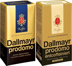Café molido Dallmayr Prodomo descafeinado, 12x500g, tostado premium alemán, sabor intenso, venta al por mayor, suministro para catering. - Product Image 1