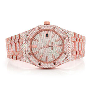 Montre personnalisée en moissanite sertie de diamants VVS, style hip-hop, en acier inoxydable, mouvement à quartz, bracelet de 20 mm, cadran en verre, pour homme - Product Image 1