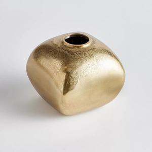 Timeless Metal Handmade <b>Bronze</b> Tabletop <b>Vase</b> Minimalist Design Gold Finish - Product Image 1