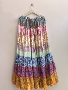 Vintage Saree Silk Traditional Indian Maxi <b>Skirt</b> For Women Flare Ruffle <b>Skirt</b> - Product Image 1