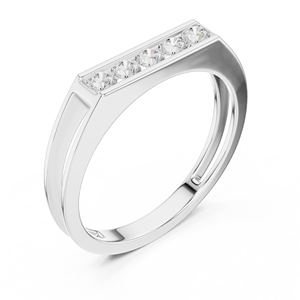 Bague barre moderne de luxe pour homme en or blanc 10K avec cinq diamants de laboratoire ronds taillés, 1 carat, plaqué rhodium or rose/jaune - Product Image 2