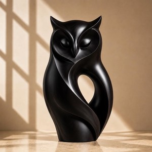 Fabulosa Escultura de Búho de Madera Hecha a Mano, Figura Animal Moderna, Decoración de Mesa, Adorno para Sala de Estar - Product Image 2