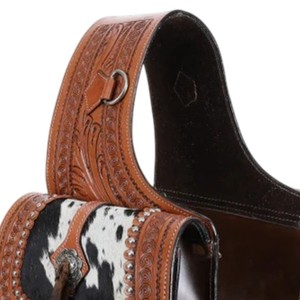 Bolsas de Sillín de Cuero Artesanales Estilo Western, Bolsa de Sillín de Piel de Vaca con Doble Bolsillo para Montar a Caballo, Bolsa de Almacenamiento para Equipo de Equitación - Product Image 4