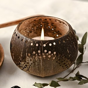 Natural table centerpieces for party event coconut shell <b>tealight</b> holders candle holder <b>lantern</b> - Product Image 4