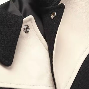 Y2K High Quality OEM Designer Outdoor Men Luxury Letterman Custom Logo <b>Leather</b> Patchwork Breathable Windproof <b>Winter</b> <b>Jacket</b> - Product Image 3