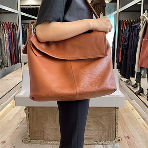 Bolso de Hombro de Cuero Suave para Mujer, Estilo Hobo, Forma de Sillín, Plegable, con Cierre, Gran Capacidad, Convertible en Bolso Bandolera - Product Image 4